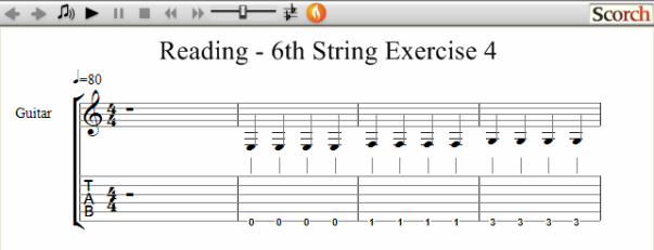 Reading Guitar 6th String Ex. 4