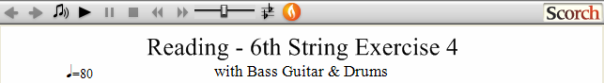 Reading Guitar 6th String Ex. 4 Bass Guitar & Drums